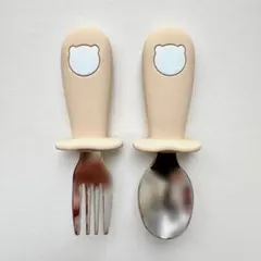 子ども用スプーン・フォークセット ベージュ　離乳食　赤ちゃん　カトラリー