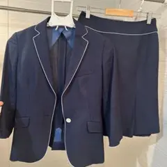 オリヒカ　レディース　ネイビー スカートスーツ上下　7部袖