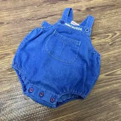 ミキハウス　miki HOUSE レトロ　ダルマオール　デニムオーバーオール