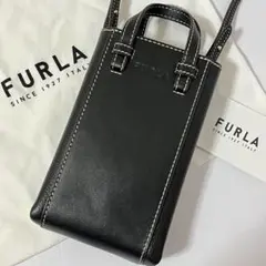 未使用級✨フルラ　ミアステラ　2way ショルダーバッグ　スマホ　レザー　黒