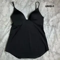 【UNIQLO】ユニクロ　エアリズムプランジブラキャミソール　マメクロ　ブラック