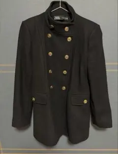 未使用❗️ZARA ダブルブレスト　ロングコート　ブラック　18FW ウール　XL ZARA ブラック ダブルブレスト ロングコート XL - メルカリ