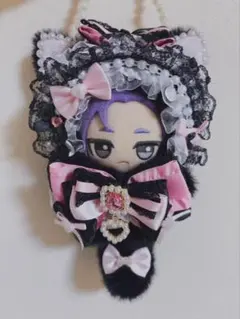 ぬい服 ちびぐるみ10cm 可愛いレースリボンお姫様パール付き猫 着せ替え服