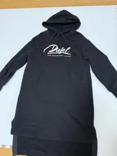 DIESEL 新品 ロングパーカー DIESEL (ディーゼル) ボックスロゴ ポケット付き パーカーワンピース