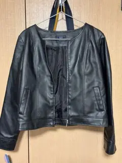 ブラックレザージャケット Mサイズ ノーカラー