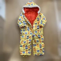 スノーウェア ジャンプスーツ スノーコンビ 雪遊び 95 黄色 女の子　ハート