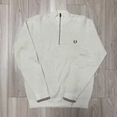 FRED PERRY ワンポイントロゴ刺繍 ワッフルハーフジップニット