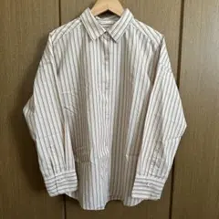 【美品】SHIPS 長袖シャツ ベージュ ストライプ レディース きれいめ
