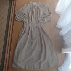 chocolat a la menthe ベージュドット柄シャツワンピース