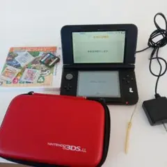 Nintendo 3DS LLレッド 本体 + ケース + 充電器＋ソフト５本