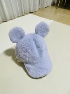 ディズニー　ファンキャップ　ミッキー　キャップ　帽子　もこもこ　耳付き　パープル