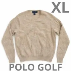 美品✨POLO GOLF ポロゴルフ ラムウール Vネックニット ベージュ XL