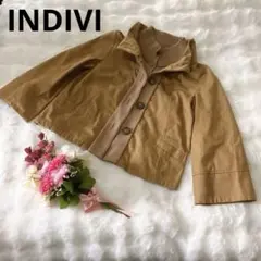 INDIVI 3WAY長袖カーディガン付きハイネックジャケットキャメル