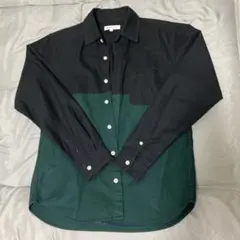 バイカラー長袖シャツ 黒と緑　オシャレ好き必見！