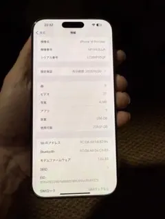 Apple iPhone16 Pro Max 256GB，美品，バッテリー100