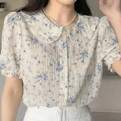 DAZY ピーターパン襟　花柄半袖ブラウス