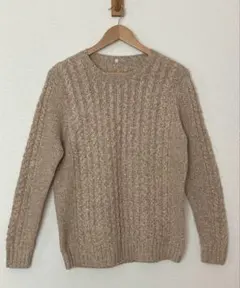 無印良品 MUJI メリノウールアラン柄セーター ベージュ サイズXL