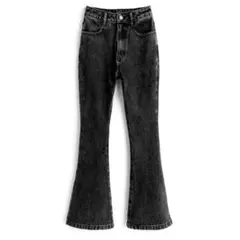 グレイル　GRL ハイウエストフレアデニムパンツ[fo2243] ブラック