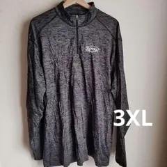 KM グレー/ブラック ハーフジッププルオーバー 3XL ROYAL 刺繍