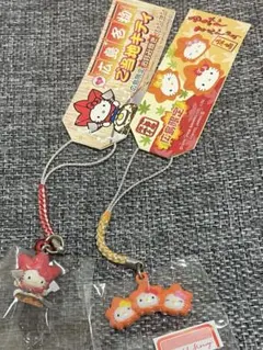 未開封/未使用】ご当地ハローキティ根付け北海道限定きつねピンク2007