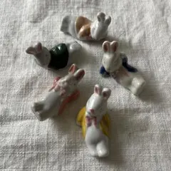 ウサギの箸置き5個とカラフル箸セット