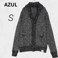 AZUL✨長袖 カーディガン ショールカラー 紺サラッとニット【S】b9169