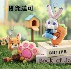 【日本未発売】ズートピア マスコット2体セット ニック＆ジュディ キーホルダー