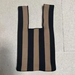 【新品】ストライプデザイン ニットハンドバッグ