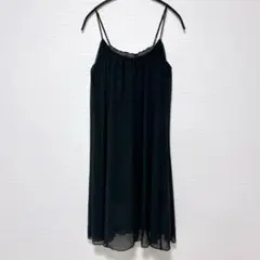 LEA NOULE 東京 ブラック シフォン キャミソール ワンピース 38