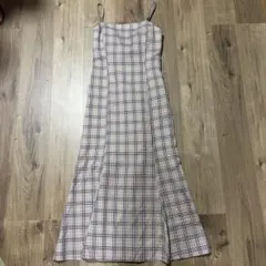 niceclaupチェック柄 キャミワンピース ロング丈