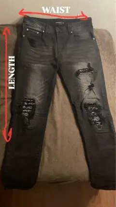 ダメージ加工 ブラックデニムパンツ