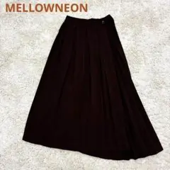 【MELLOWNEON】ダークブラウン ラップ風 プリーツロングスカート　チョコのサムネイル