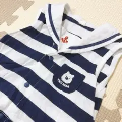 ストライプ セーラー風ノースリーブロンパース 70