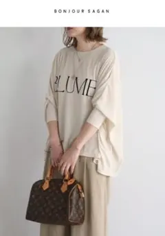 【新品訳あり】 BONJOUR SAGAN フロッキーロゴポンチョシアートップス