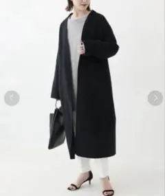 スピックアンドスパン リバーコート ノーカラー ウール 定価約5万