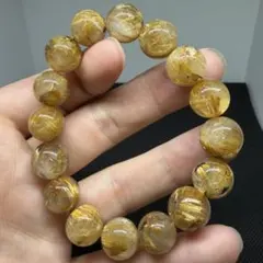 205 ゴールドタイチン ルチルクォーツ ブレスレット ギラギラ輝く極太