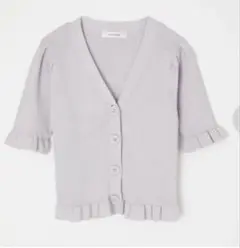 moussy リブ編み半袖カーディガン　パープルのサムネイル