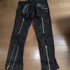 MOTO JEANS レザー調 パンツ パッド4点付 光沢 ブラック - メルカリ