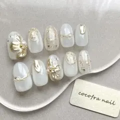 ネイルチップ　サイズオーダー　ミラーネイル　ウェディング　結婚式　ブライダル　白