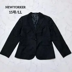 NEWYORKERダークグレー ストライプ テーラードジャケット