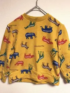 moujonjon トレーナー 動物柄 黄色 100cm