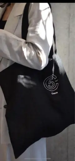 Chaosカオスエコバッグ 黒 ロゴ刺繍