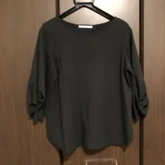 ikka 黒 五分袖ブラウス L
