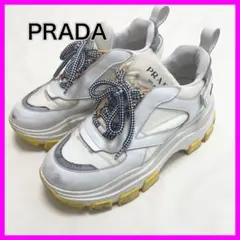 PRADA バックル金具 ネオプレンスニーカー ホワイト 36.5 - メルカリ