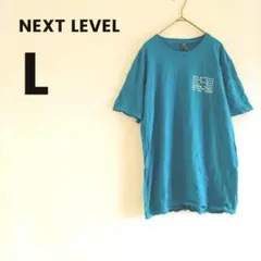 海外古着 NEXTLEVEL Tシャツ L 半袖 英字 プリント 水色 ブルー