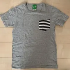 BEAMS T グレー Tシャツ ストライプポケット⑤