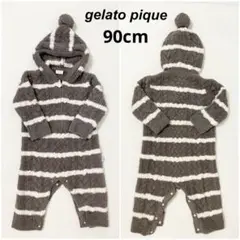 ジェラートピケ　ロンパース　ボーダー　90cm 美品　モコモコ　ジェラピケ