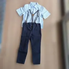 H&M ストライプシャツ ネイビーのパンツ セット 110/50