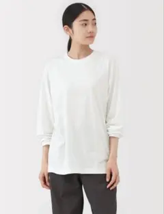 無印良品 紳士 天竺編みクルーネック長袖Ｔシャツ 白