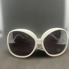 ホワイト ラウンド型 サングラス UVカット
